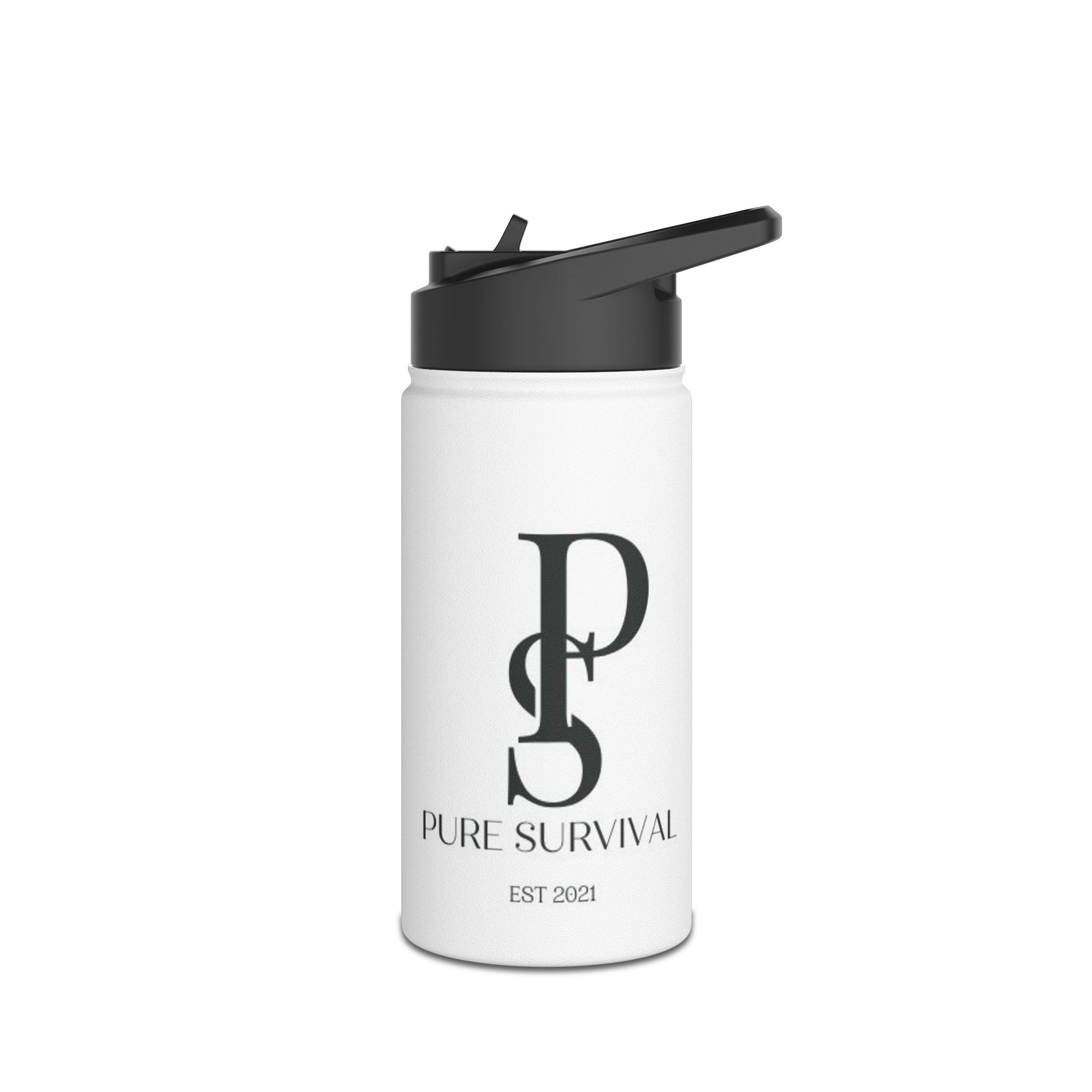 Pure Survival Stainless Steel Water Bottle, Standard Lid