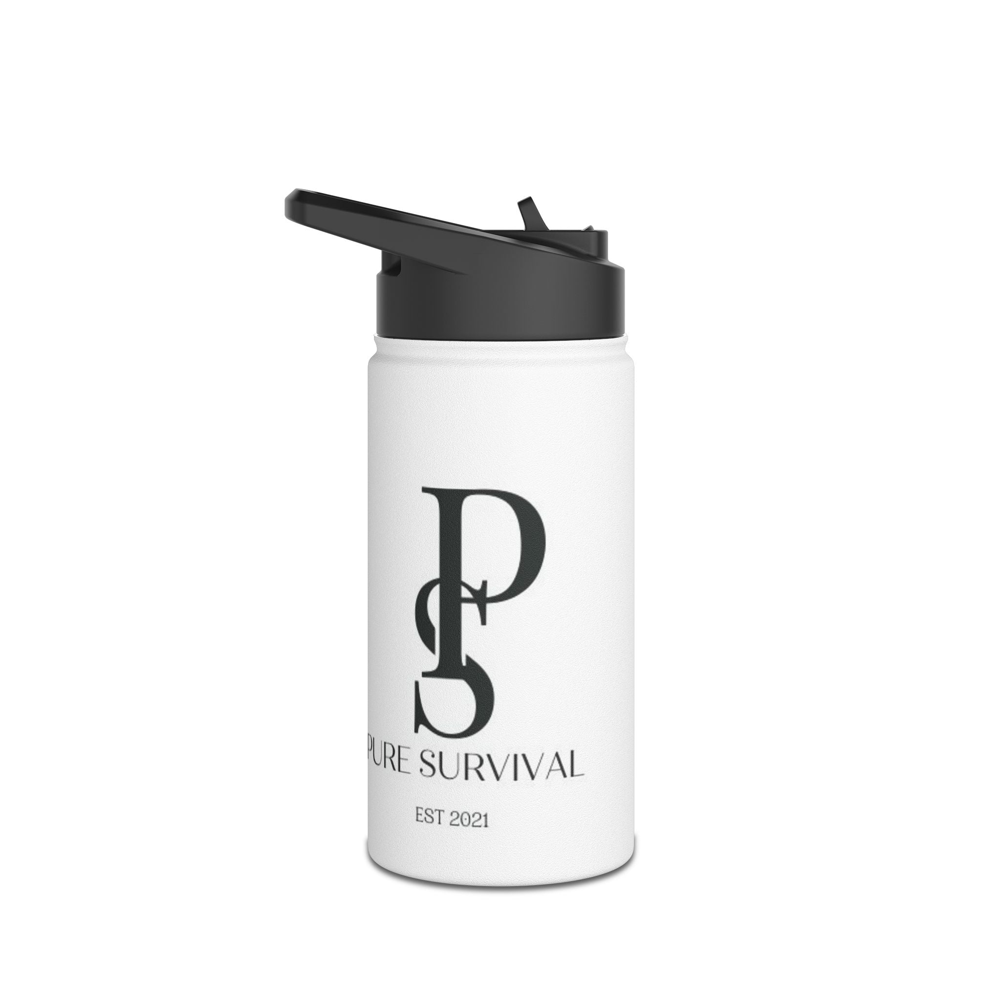 Pure Survival Stainless Steel Water Bottle, Standard Lid