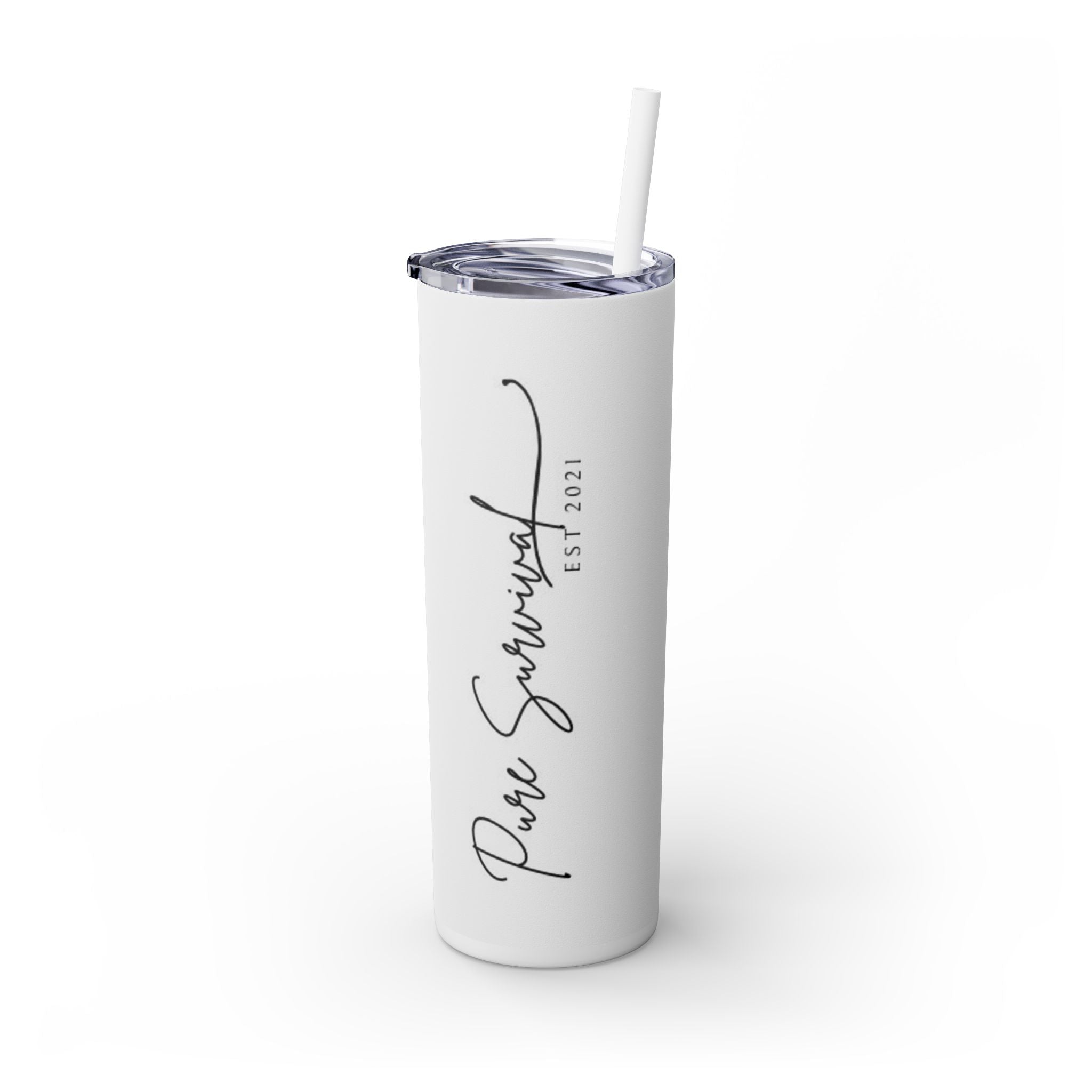 Pure Survival Skinny Tumbler with Straw, 20oz