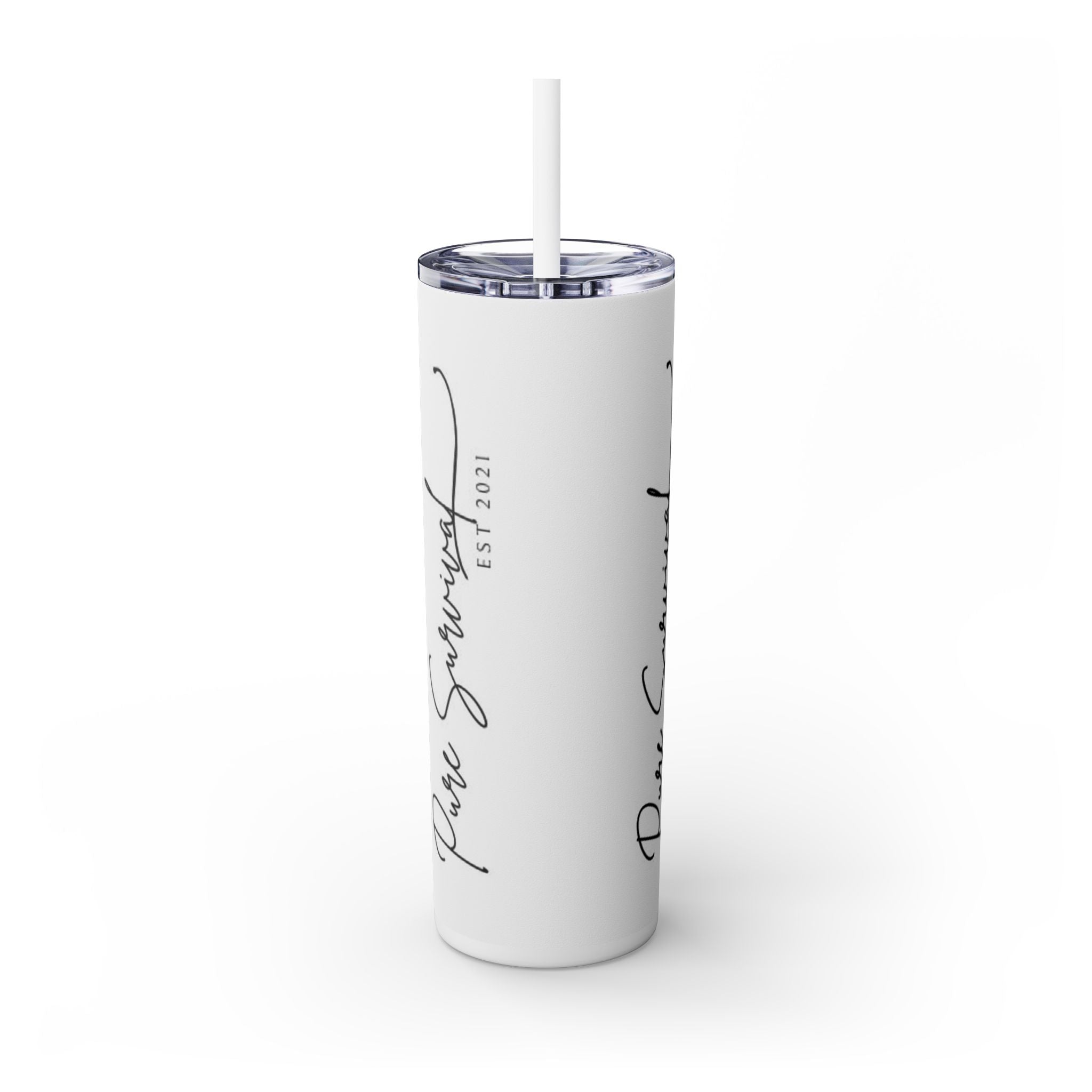 Pure Survival Skinny Tumbler with Straw, 20oz